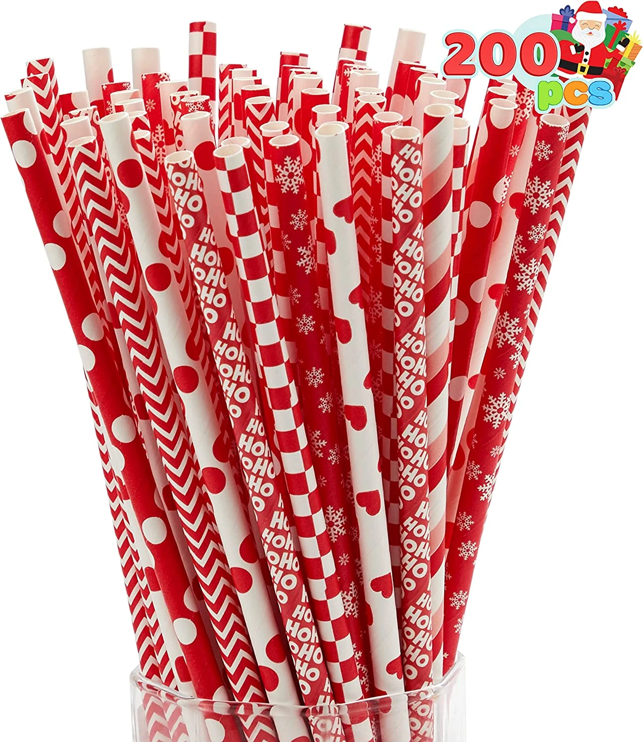 200Pcs Christmas Red Paper Straws 3 200Pcs Christmas Red Paper Straws