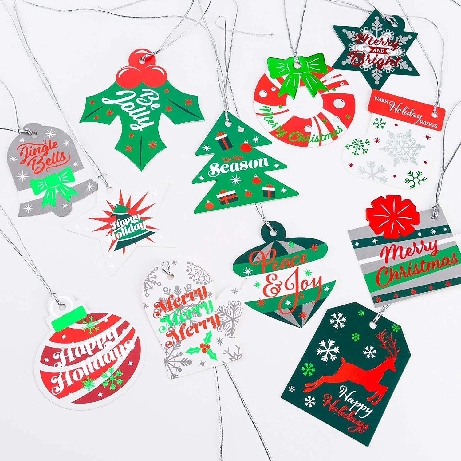 Foil Christmas Gift Tags With Strings 5 Foil Christmas Gift Tags With Strings - Image 3