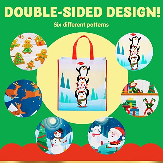 12 Piece Large Christmas Tote Bags 4 12 Piece Large Christmas Tote Bags - Image 2
