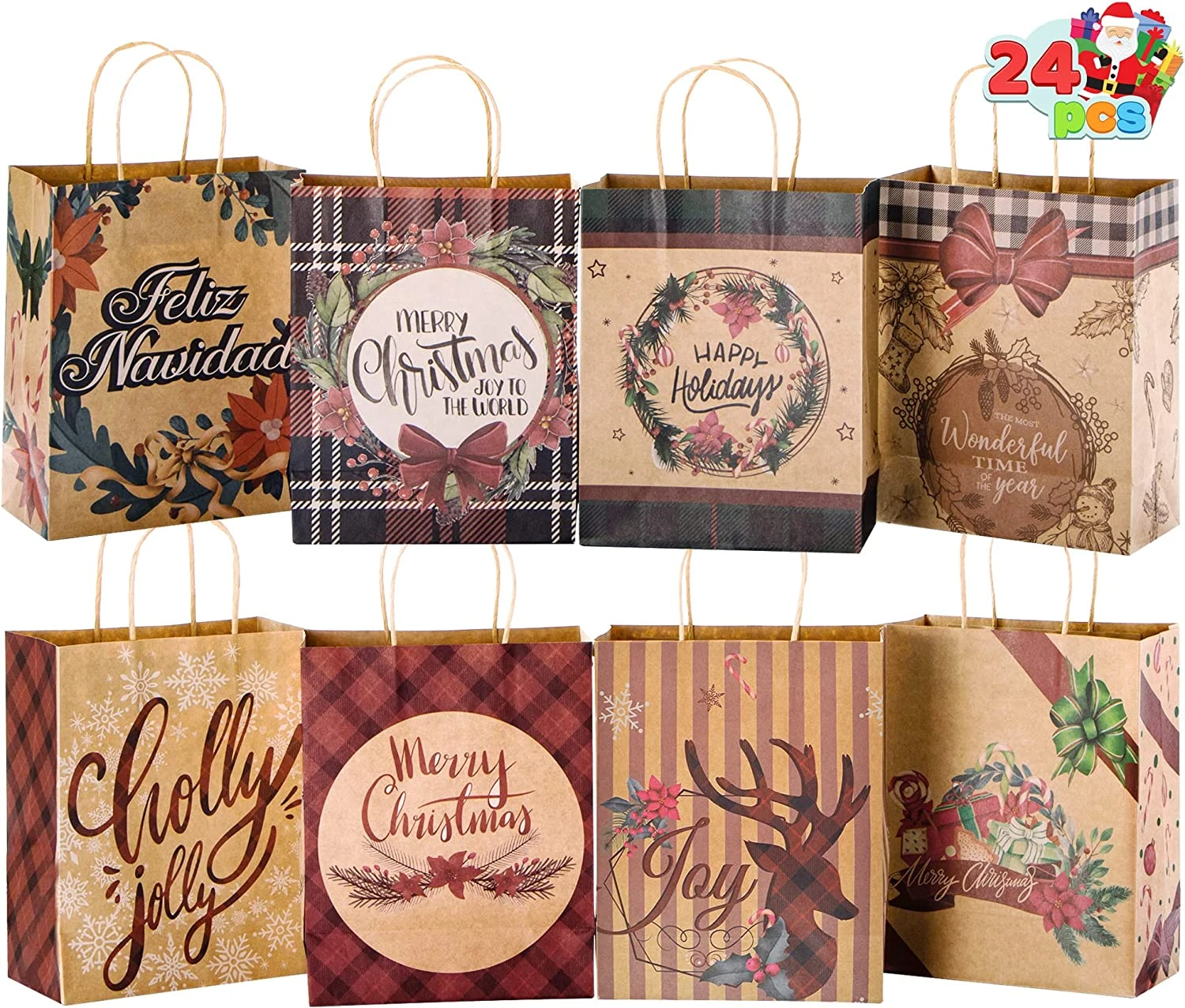 Christmas Vintage Style Gift Bag, 24 Pcs 5 Christmas Vintage Style Gift Bag, 24 Pcs - Image 3