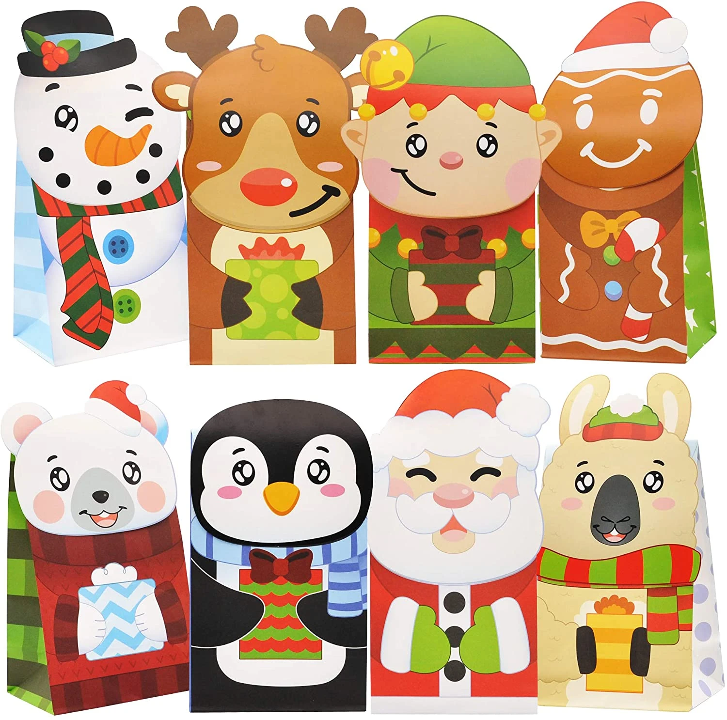 Christmas Die-Cut Flip Over Treat Bags, 24 Pcs 3 Christmas Die-Cut Flip Over Treat Bags, 24 Pcs