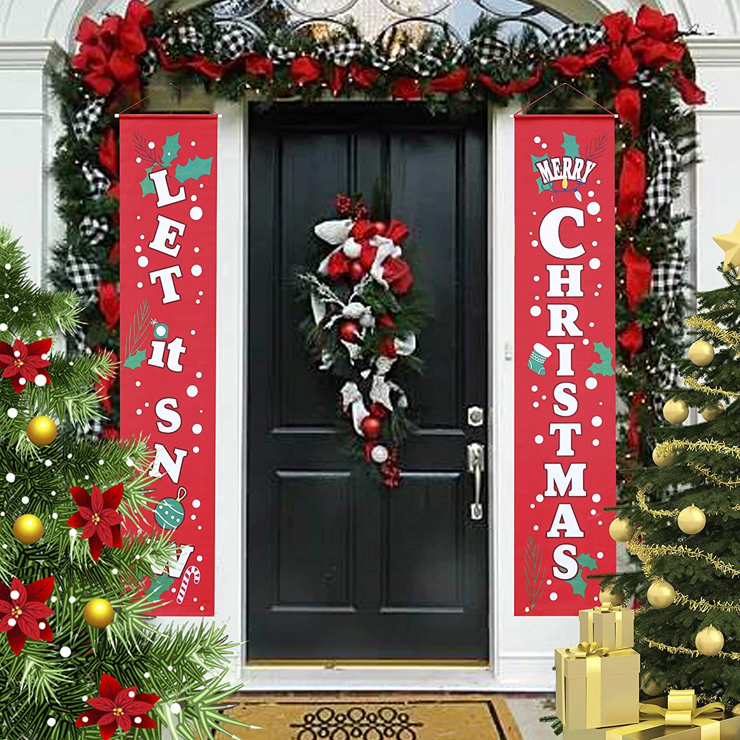 Let It Snow Merry Christmas Hanging Door Banner 4 Let It Snow Merry Christmas Hanging Door Banner - Image 2