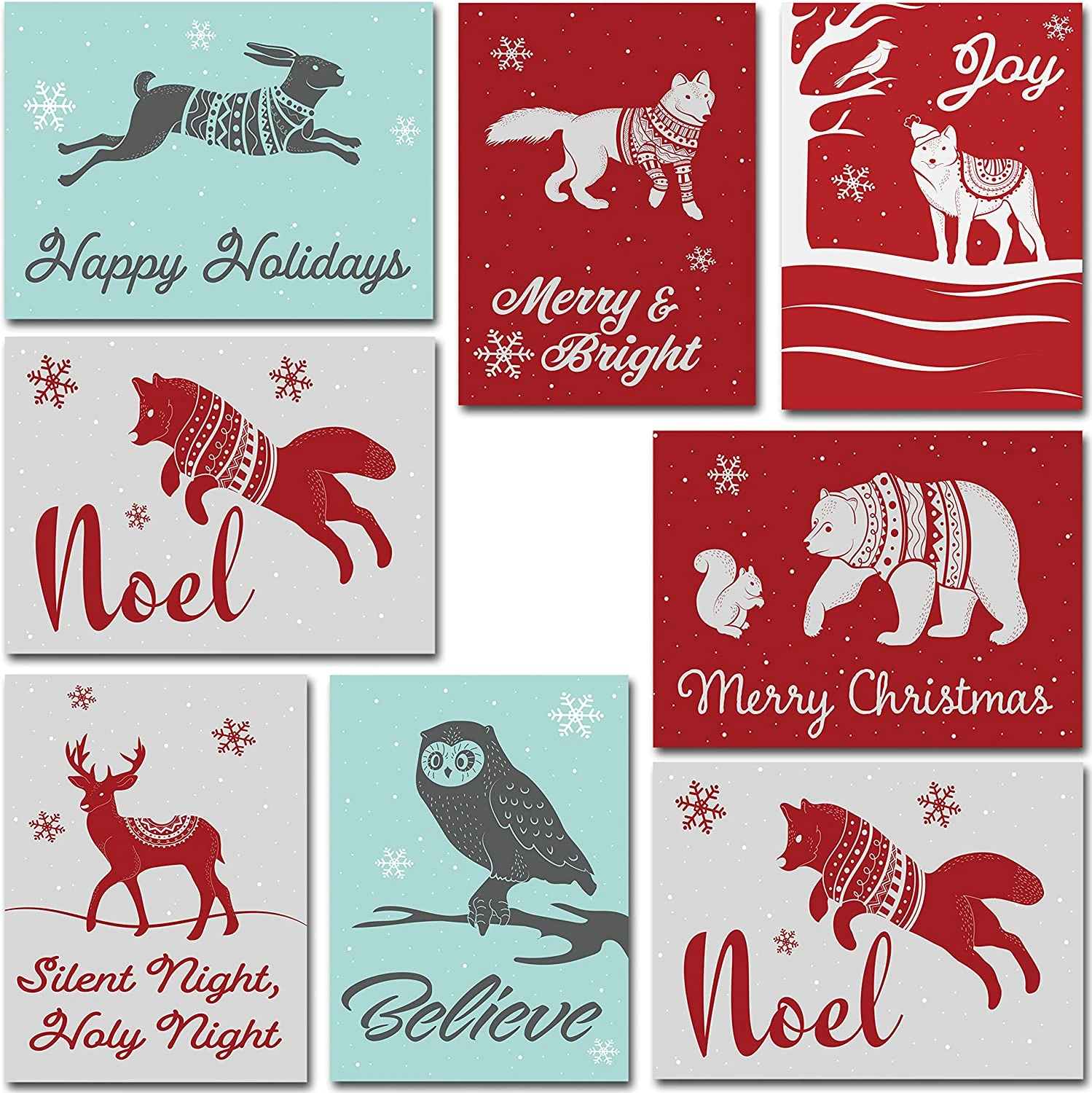 72 Christmas Animal Greeting Cards With Envelopes 3 72 Christmas Animal Greeting Cards With Envelopes