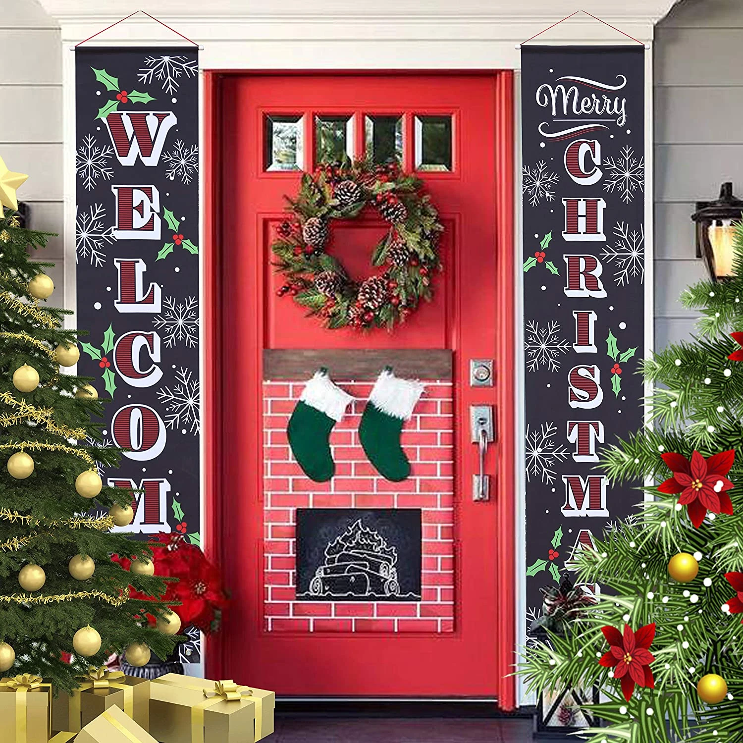 Welcome And Merry Christmas Porch Hanging Sign 4 Welcome And Merry Christmas Porch Hanging Sign - Image 2