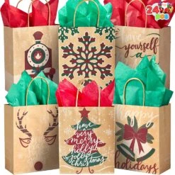 Christmas Kraft Paper Gift Bags With Large Characters