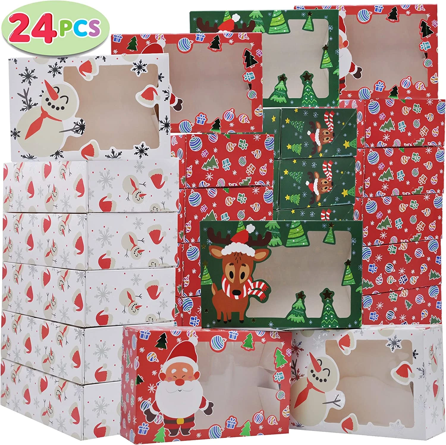 8.75in Christmas Characters Foil Cookie Box With Window, 24 Pcs 4 8.75in Christmas Characters Foil Cookie Box With Window, 24 Pcs - Image 2