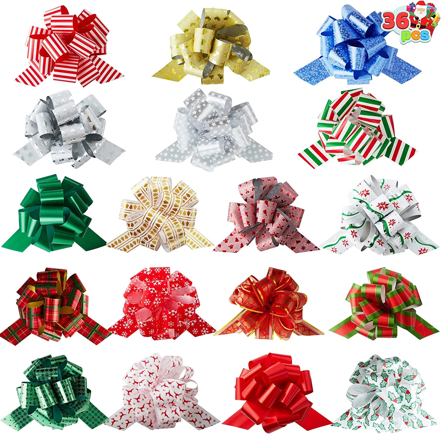 36Pcs Christmas Gift Wrap Ribbon Pull Bows 10 36Pcs Christmas Gift Wrap Ribbon Pull Bows - Image 8
