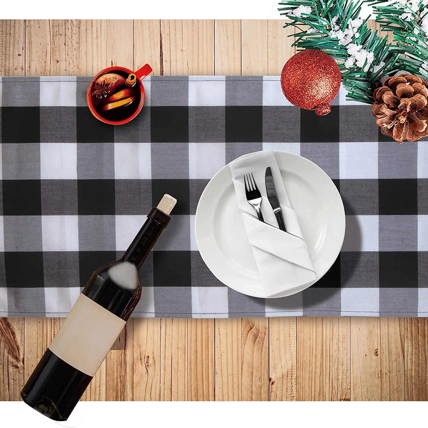 Christmas Table Runner Buffalo Check Classic 14x72in??black & White) 3 Christmas Table Runner Buffalo Check Classic 14x72in??black & White)