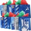 20 Pcs Christmas Holiday Blue Paper Gift Bags