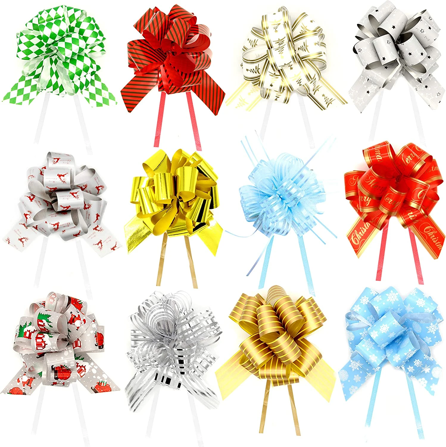48 Piece Christmas Gift Wrap Pull Bows 4 48 Piece Christmas Gift Wrap Pull Bows - Image 2