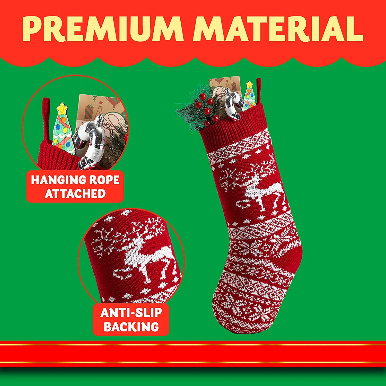 15" Knit Christmas Stockings, 4 Pack 6 15" Knit Christmas Stockings, 4 Pack - Image 4