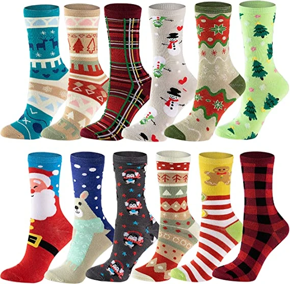 Christmas Holiday Crew Socks, 12 Pairs 4 Christmas Holiday Crew Socks, 12 Pairs - Image 2