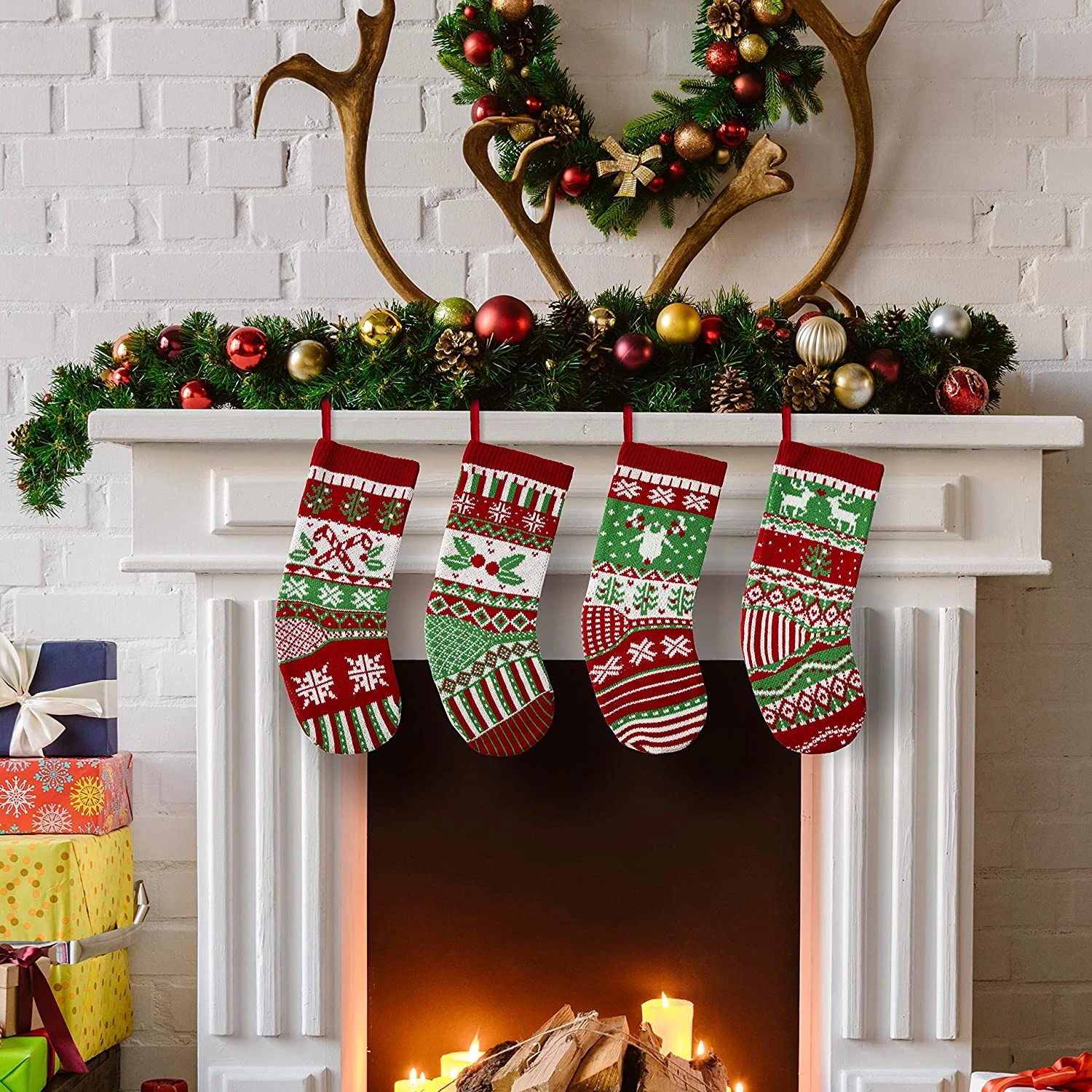 Large Size Rustic Cable Knit Christmas Stockings 10 Large Size Rustic Cable Knit Christmas Stockings - Image 8