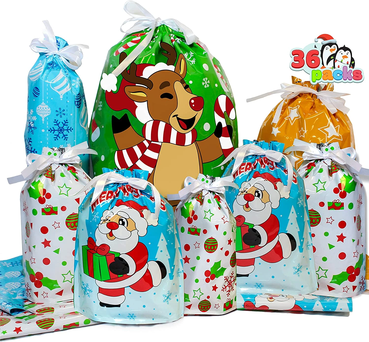 Christmas Drawstring Goodie Gift Bags, 36 Pcs 4 Christmas Drawstring Goodie Gift Bags, 36 Pcs - Image 2