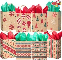 Christmas Kraft Bags In 8 Designs, 48 Pcs 11 Christmas Kraft Bags In 8 Designs, 48 Pcs -Xmas Supplies Shop 91WbBULLhxL. AC SL1500