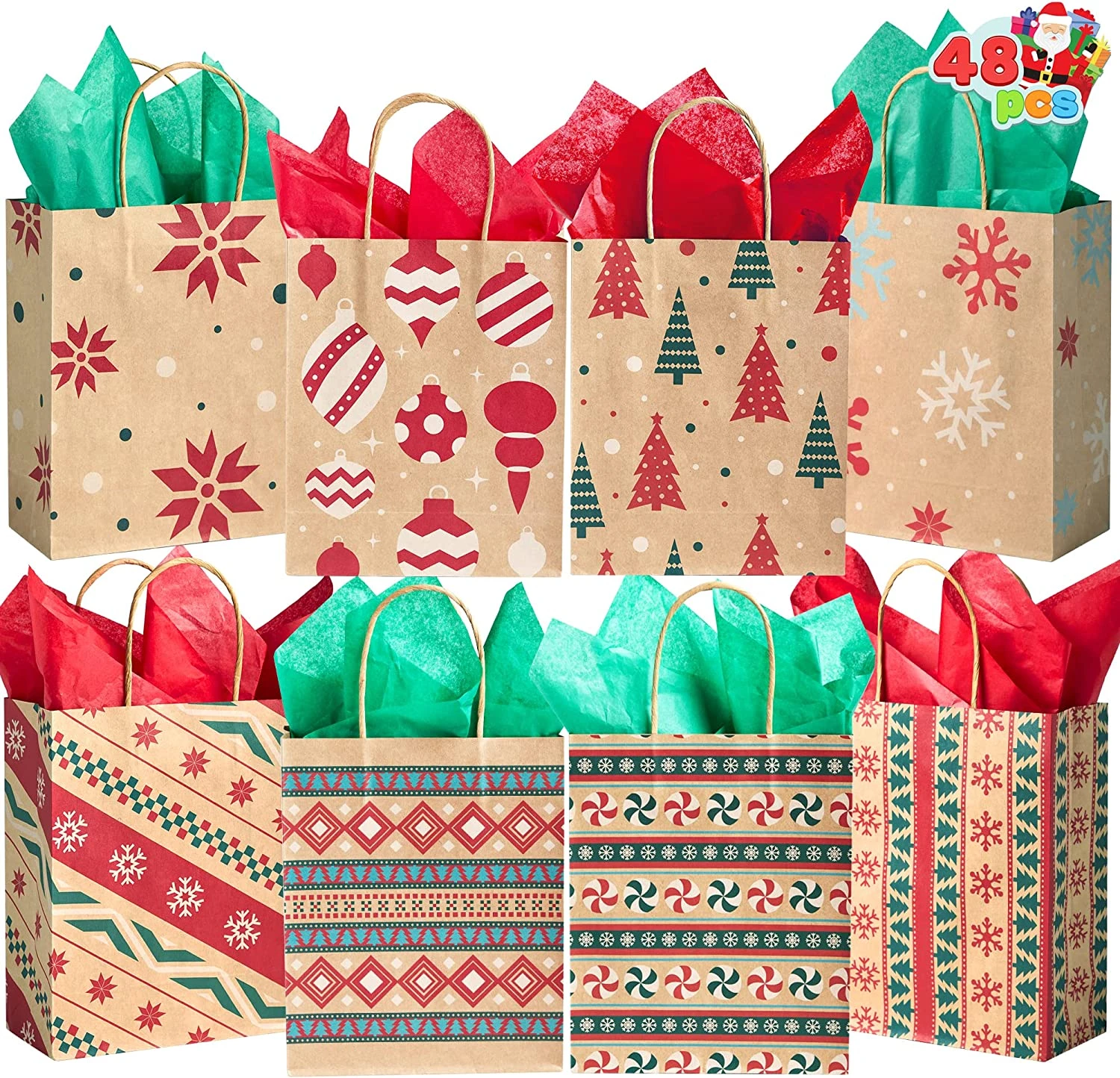 Christmas Kraft Bags In 8 Designs, 48 Pcs 4 Christmas Kraft Bags In 8 Designs, 48 Pcs - Image 2