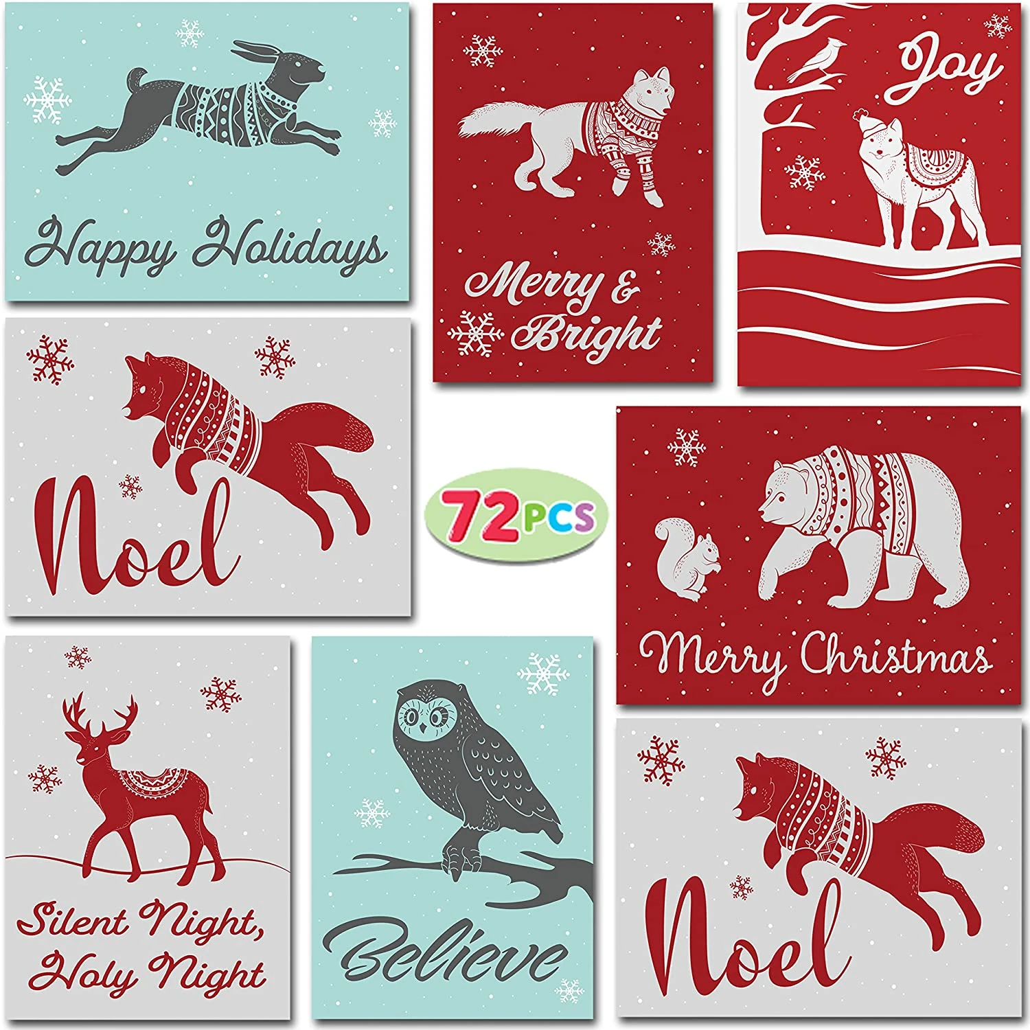 72 Christmas Animal Greeting Cards With Envelopes 7 72 Christmas Animal Greeting Cards With Envelopes - Image 5