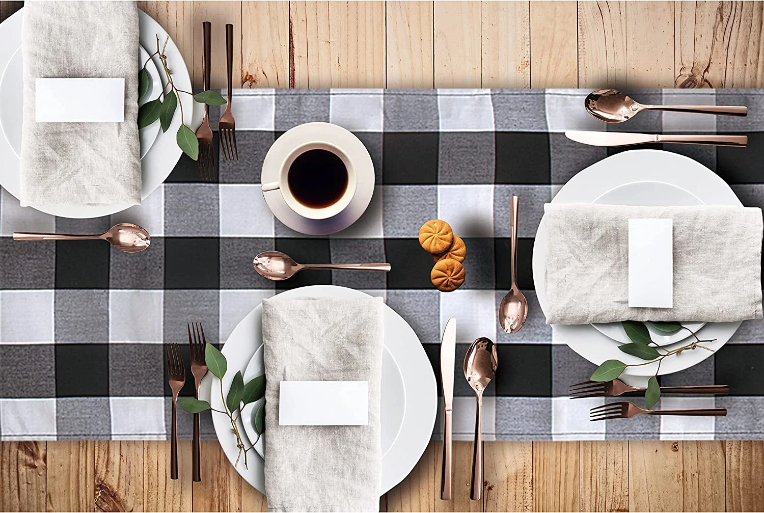 Christmas Table Runner Buffalo Check Classic 14x108in??Black & White??¡ìo? 5 Christmas Table Runner Buffalo Check Classic 14x108in??Black & White??¡ìo? - Image 3