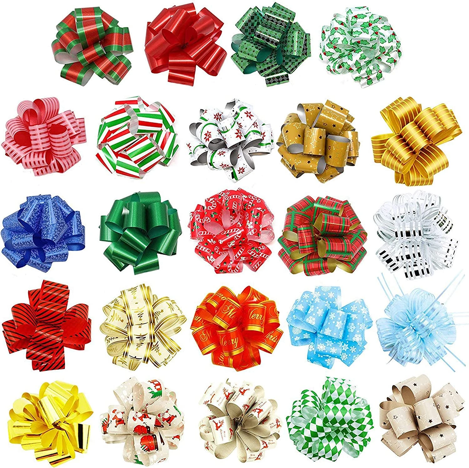48 Piece Christmas Gift Wrap Pull Bows 3 48 Piece Christmas Gift Wrap Pull Bows