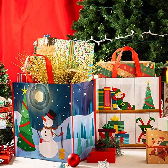 12 Piece Large Christmas Tote Bags 8 12 Piece Large Christmas Tote Bags - Image 6