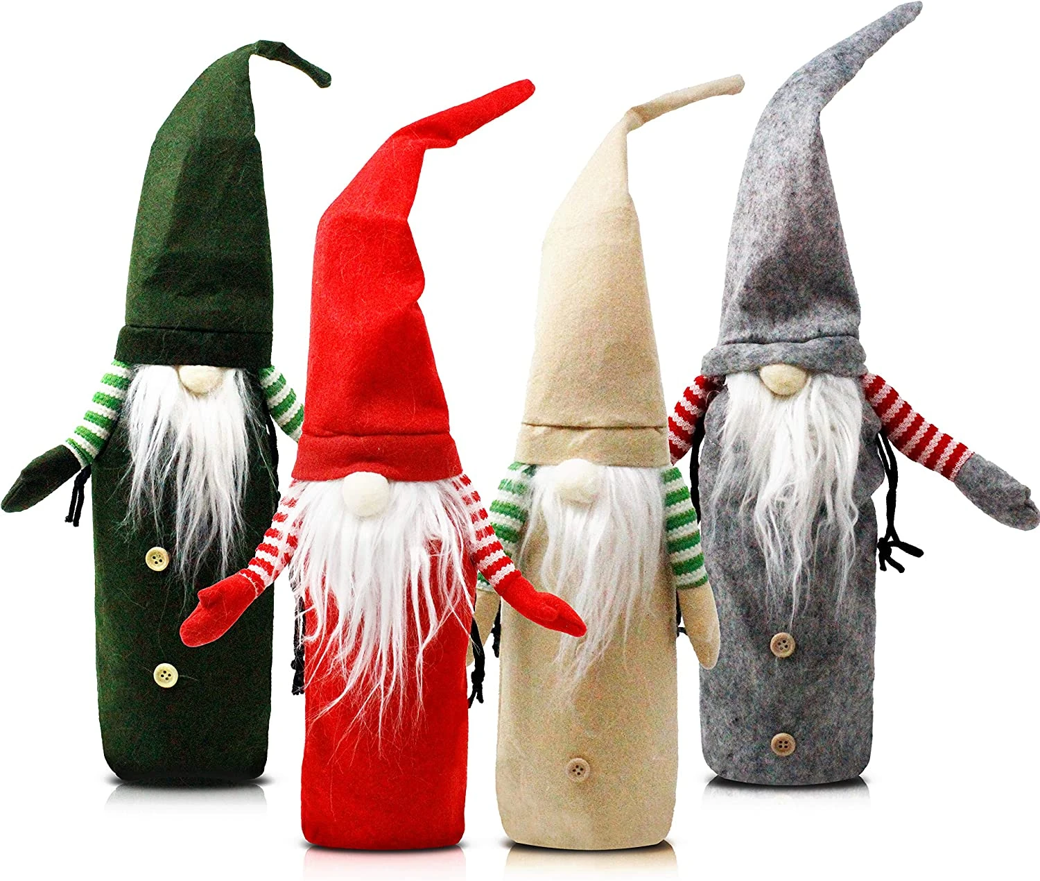 Festive Christmas Holiday Wine Covers Gnome, 4 Packs 3 Festive Christmas Holiday Wine Covers Gnome, 4 Packs