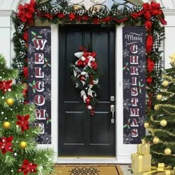 Welcome And Merry Christmas Porch Hanging Sign