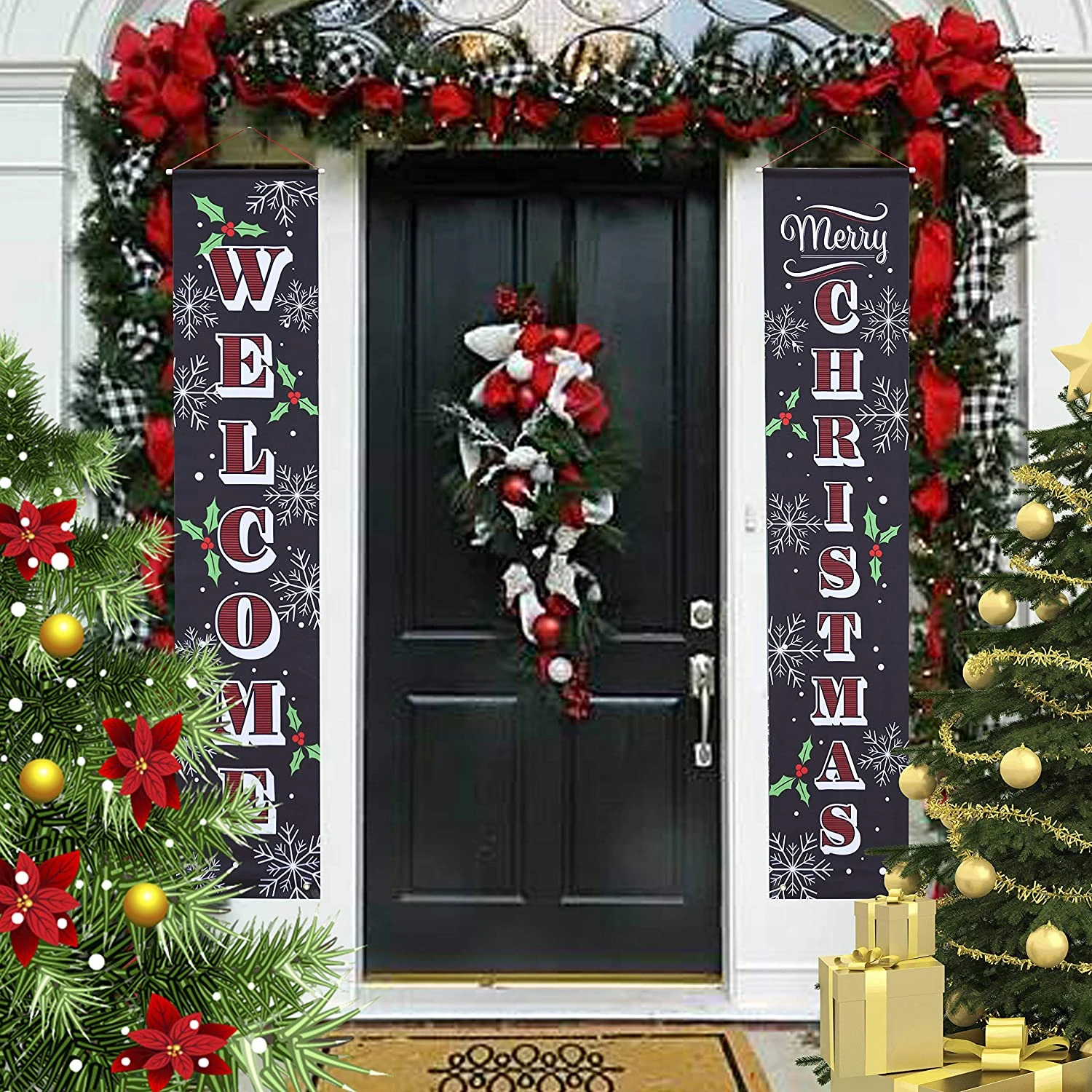 Welcome And Merry Christmas Porch Hanging Sign 3 Welcome And Merry Christmas Porch Hanging Sign