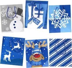 20 Pcs Christmas Holiday Blue Paper Gift Bags -Xmas Supplies Shop 91kKpIAZZcL. AC SL1500