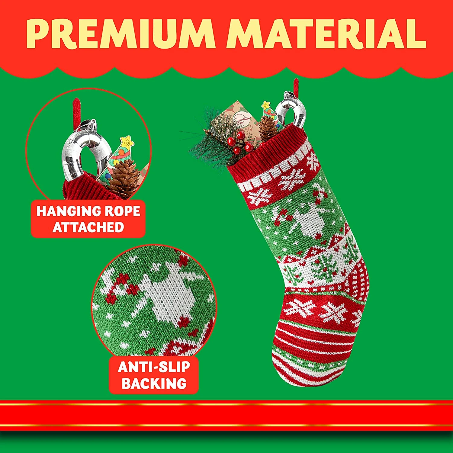 Large Size Rustic Cable Knit Christmas Stockings 7 Large Size Rustic Cable Knit Christmas Stockings - Image 5