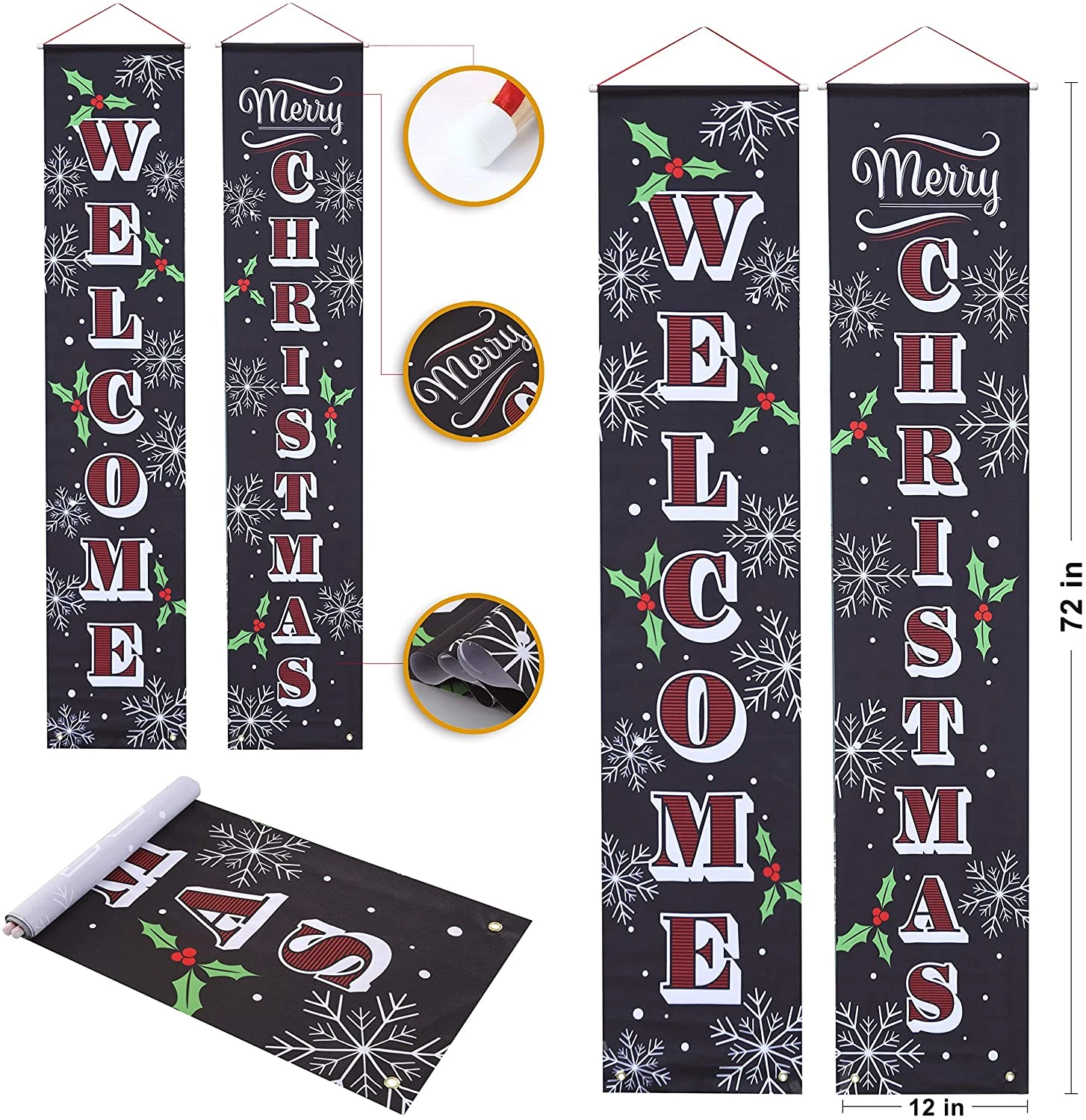 Welcome And Merry Christmas Porch Hanging Sign 5 Welcome And Merry Christmas Porch Hanging Sign - Image 3