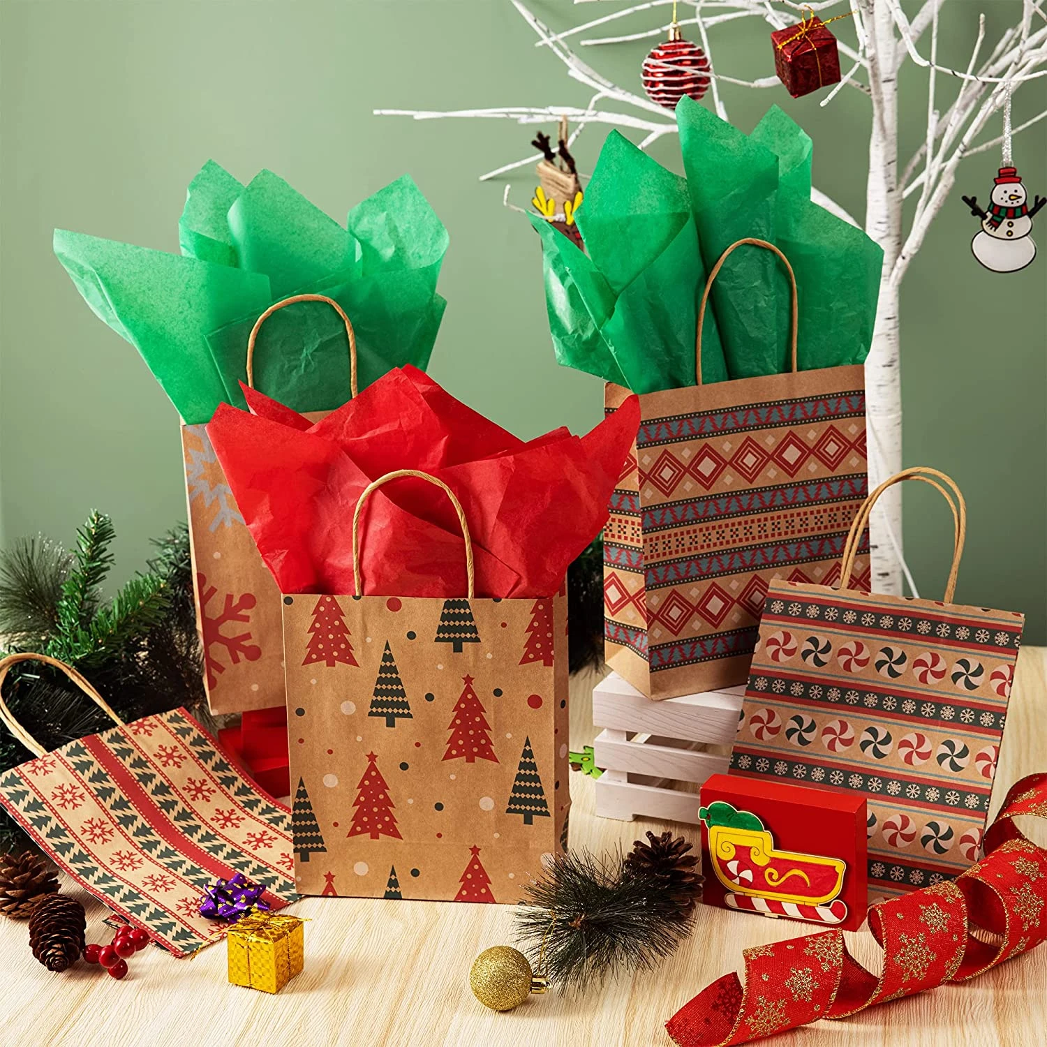 Christmas Kraft Bags In 8 Designs, 48 Pcs 10 Christmas Kraft Bags In 8 Designs, 48 Pcs - Image 8