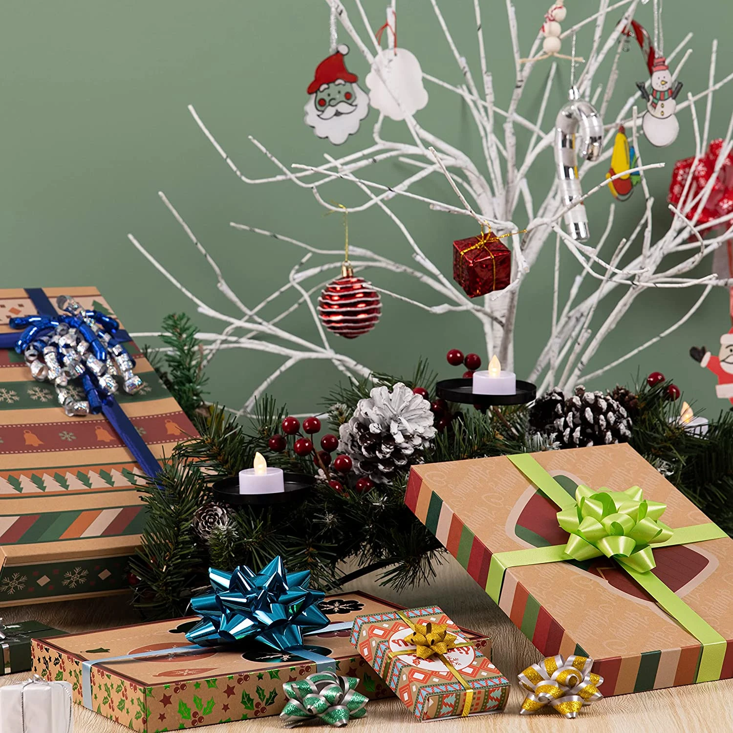 42Pcs Christmas Gift Bow Assortment, Gold Silver Green Teal And Babyblue 10 42Pcs Christmas Gift Bow Assortment, Gold Silver Green Teal And Babyblue - Image 8