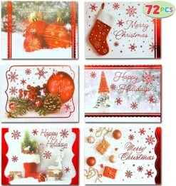 72 Christmas Foil Holiday Greeting Cards