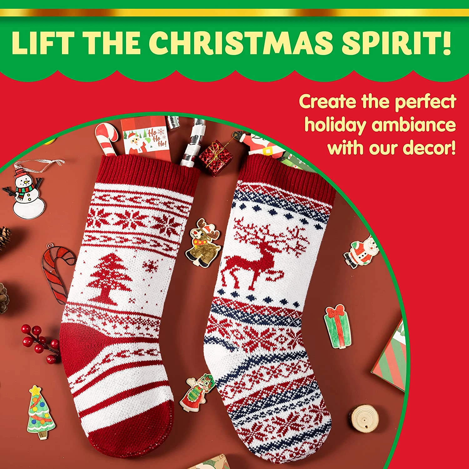 15" Knit Christmas Stockings, 4 Pack 5 15" Knit Christmas Stockings, 4 Pack - Image 3