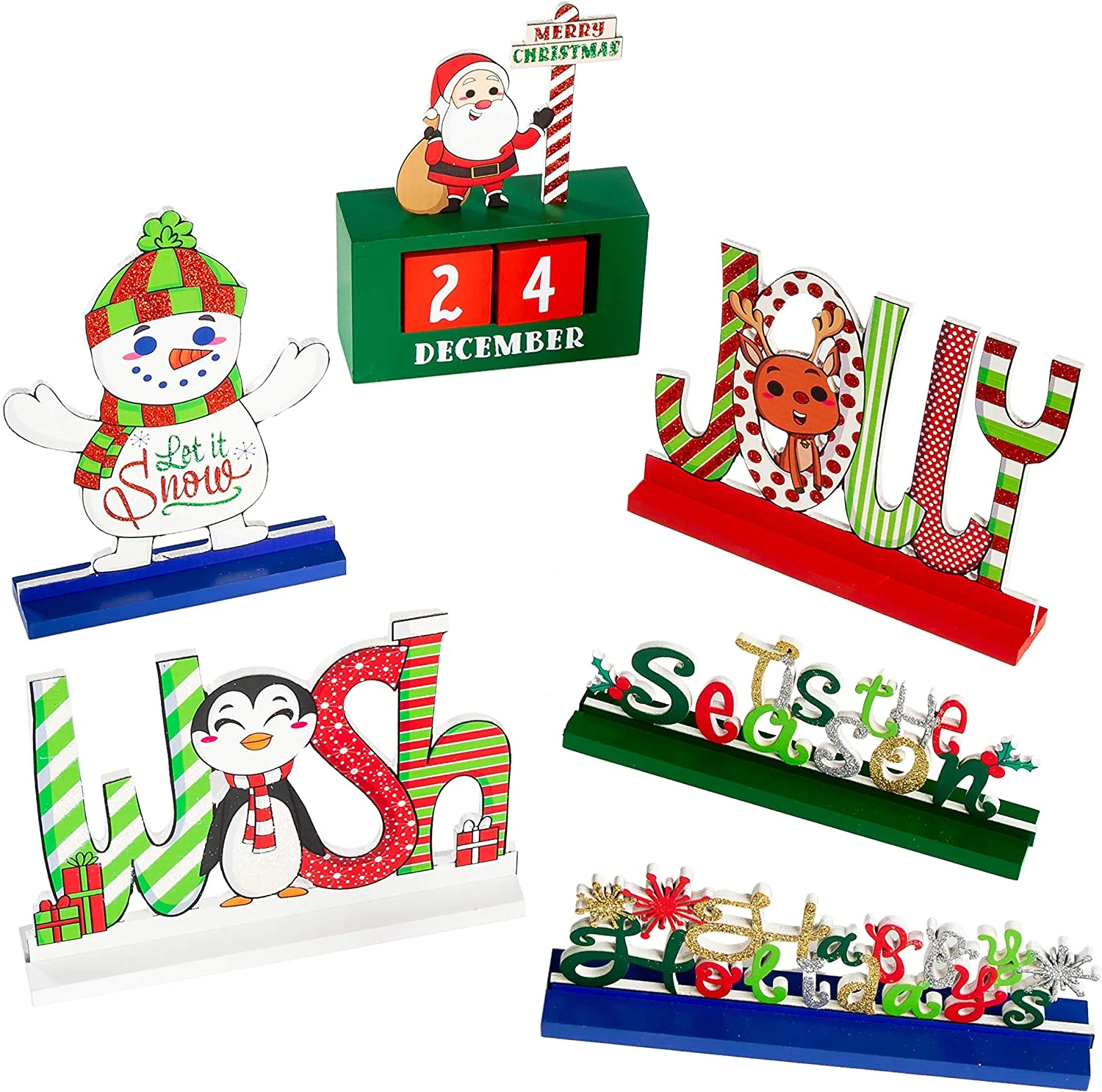 Wooden Christmas Tabletop Centerpiece Decor 3 Wooden Christmas Tabletop Centerpiece Decor