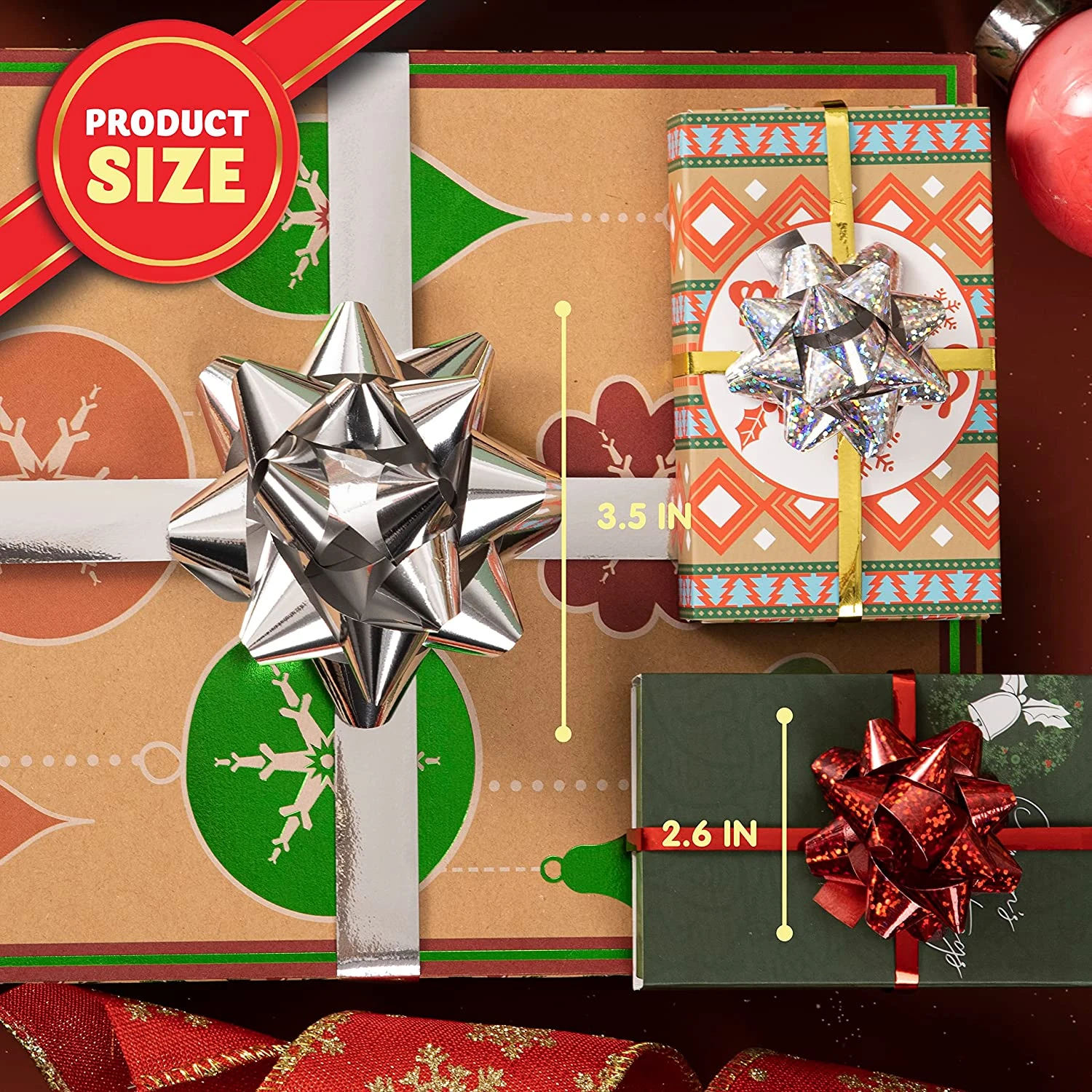 48Pcs Christmas Gift Bow Assortment, Red Silver Blue White 9 48Pcs Christmas Gift Bow Assortment, Red Silver Blue White - Image 7