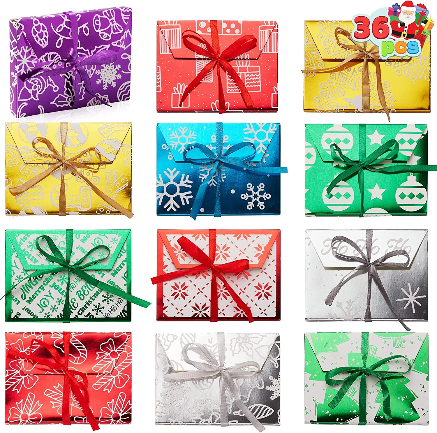Christmas Gift Foil Wrapped Envelope Card Boxes 4 Christmas Gift Foil Wrapped Envelope Card Boxes - Image 2
