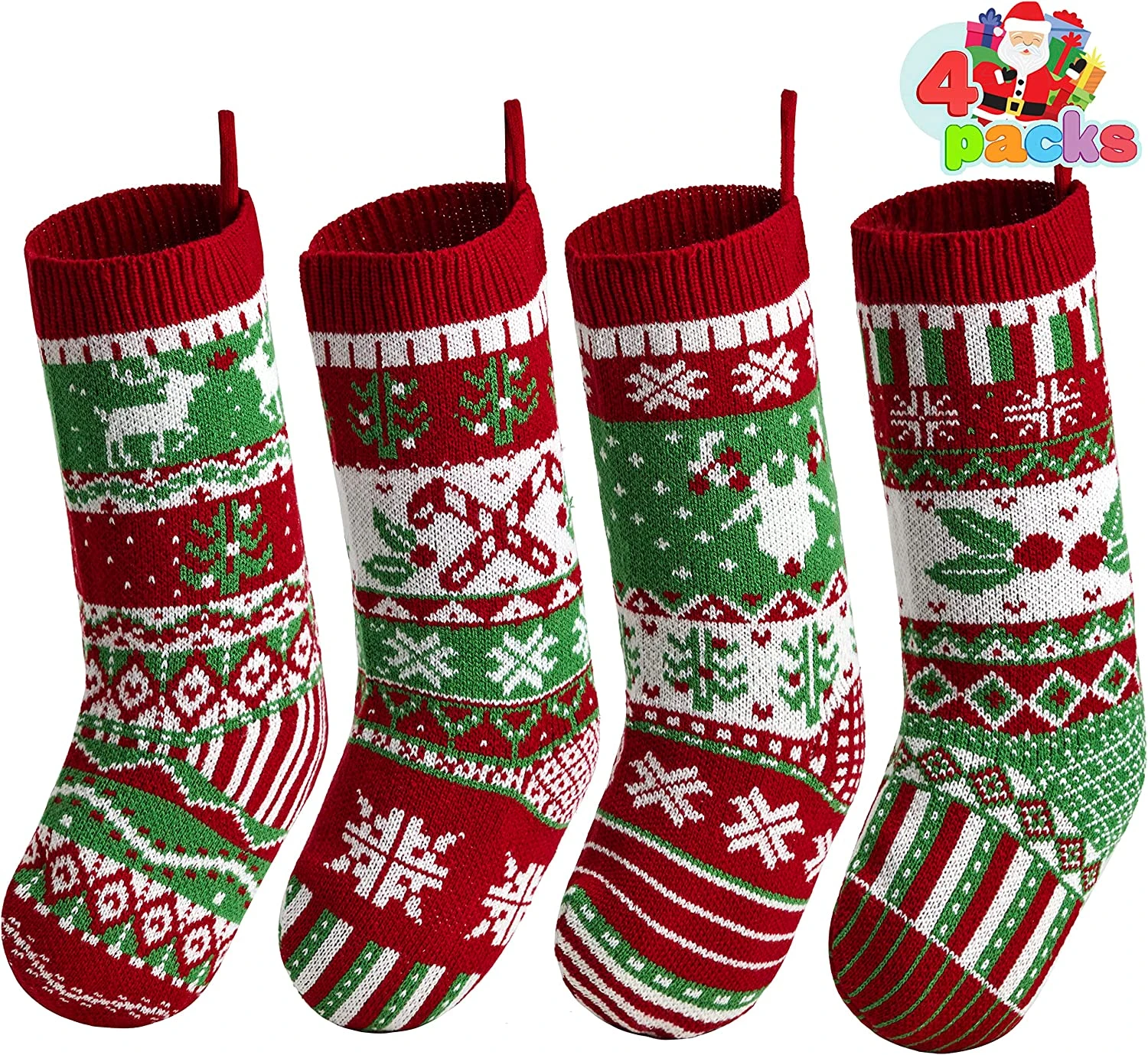Large Size Rustic Cable Knit Christmas Stockings 4 Large Size Rustic Cable Knit Christmas Stockings - Image 2