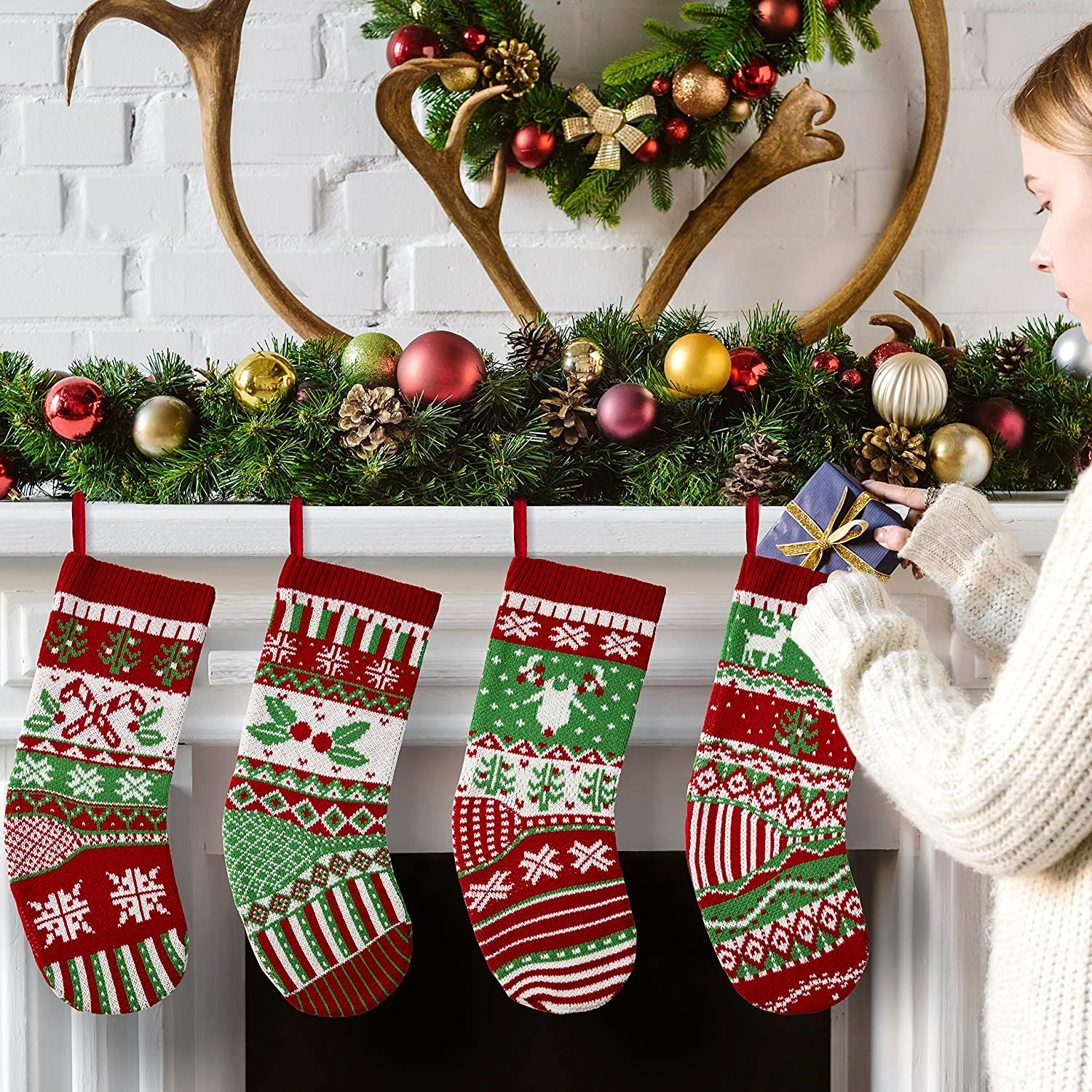 Large Size Rustic Cable Knit Christmas Stockings 9 Large Size Rustic Cable Knit Christmas Stockings - Image 7