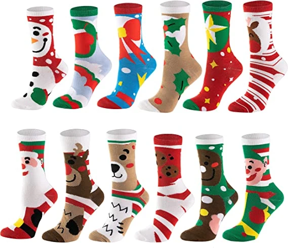 Soft Cotton Christmas Socks Set, 12 Pack 4 Soft Cotton Christmas Socks Set, 12 Pack - Image 2