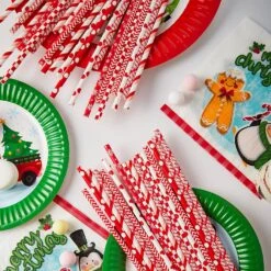 200Pcs Christmas Red Paper Straws 18 200Pcs Christmas Red Paper Straws -Xmas Supplies Shop A1U m AmESL. AC SL1500