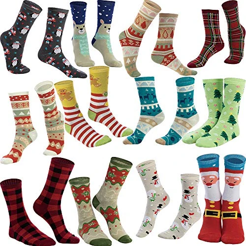 Christmas Holiday Crew Socks, 12 Pairs 3 Christmas Holiday Crew Socks, 12 Pairs