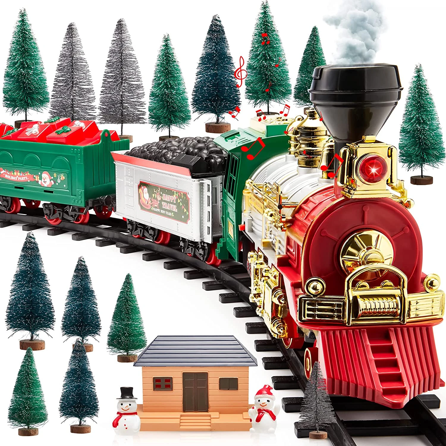 Christmas Electric Train Set With Elf Handcar 3 Christmas Electric Train Set With Elf Handcar