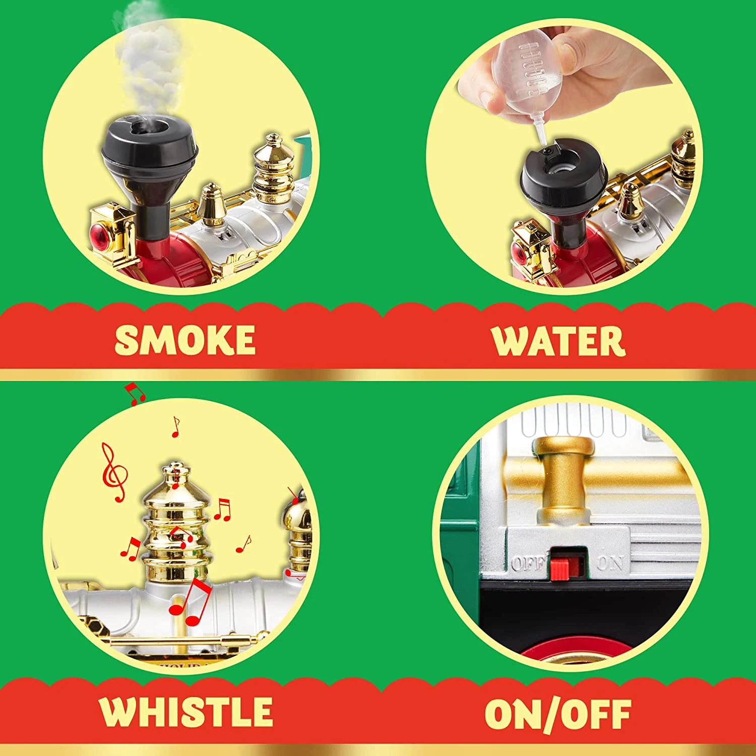 Christmas Electric Train Set With Elf Handcar 4 Christmas Electric Train Set With Elf Handcar - Image 2