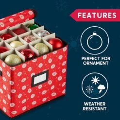Christmas Ornament Storage Box With Ornament Pattern (Red) 11 Christmas Ornament Storage Box With Ornament Pattern (Red) -Xmas Supplies Shop ChristmasOrnamentStorageBoxwithOrnamentPattern Red 4