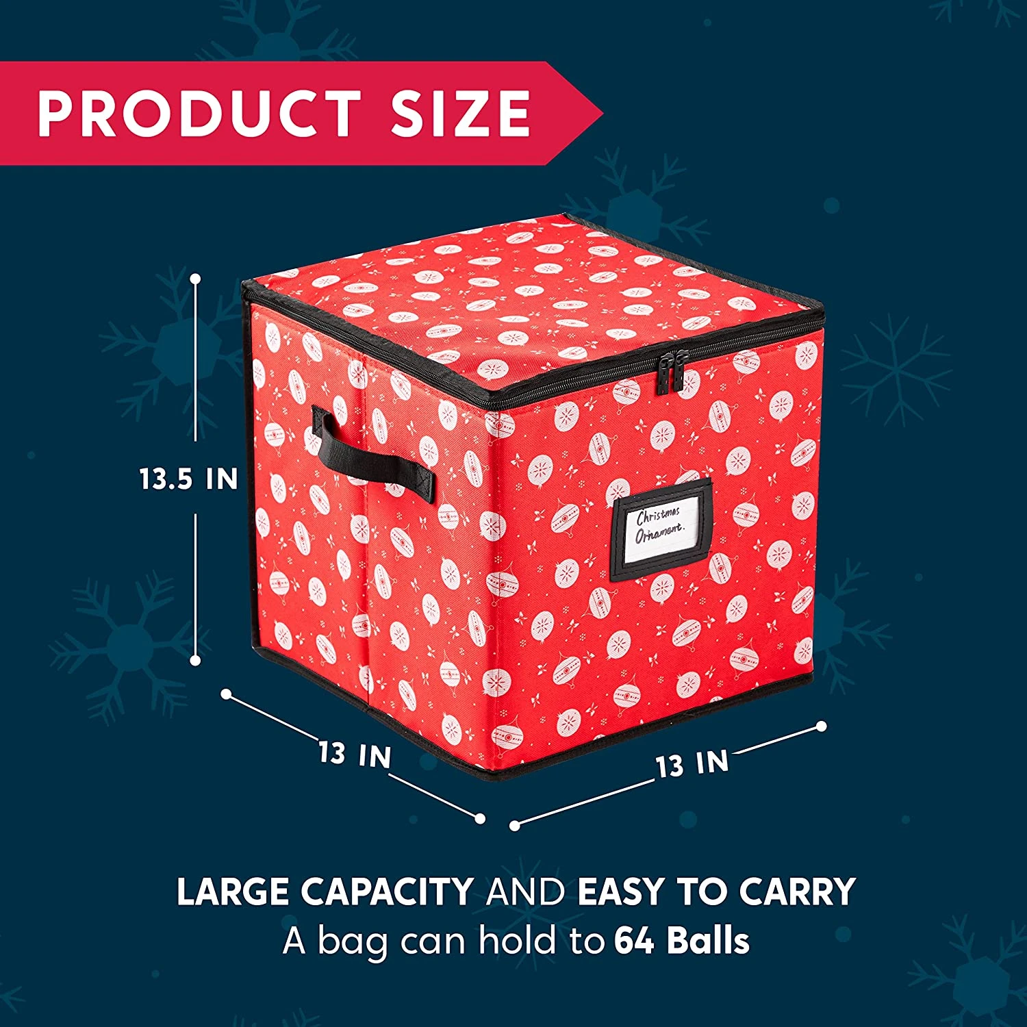 Christmas Ornament Storage Box With Ornament Pattern (Red) 7 Christmas Ornament Storage Box With Ornament Pattern (Red) - Image 5