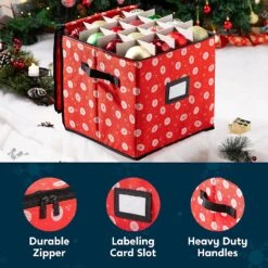 Christmas Ornament Storage Box With Ornament Pattern (Red) 14 Christmas Ornament Storage Box With Ornament Pattern (Red) -Xmas Supplies Shop ChristmasOrnamentStorageBoxwithOrnamentPattern Red 7