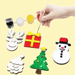 Christmas Wood Magnets Painting Kit, 14 Pcs -Xmas Supplies Shop ChristmasWoodMagnetsPaintingKit 14Pcs 7