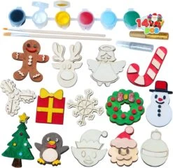Christmas Wood Magnets Painting Kit, 14 Pcs -Xmas Supplies Shop ChristmasWoodMagnetsPaintingKit 14Pcs 8