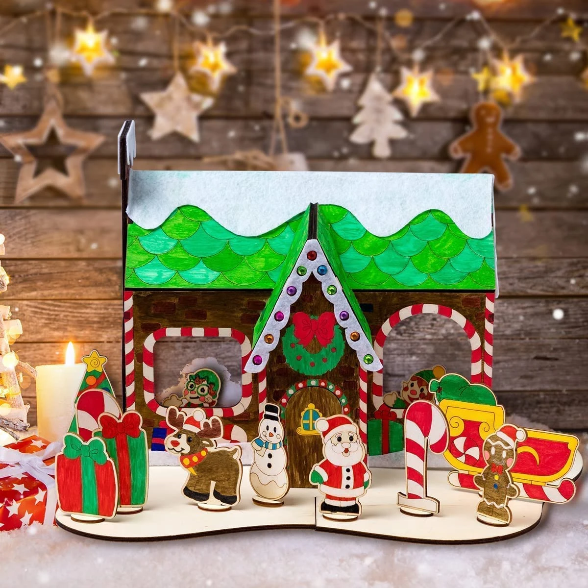 Christmas Wooden House Painting Craft Kits 3 Christmas Wooden House Painting Craft Kits